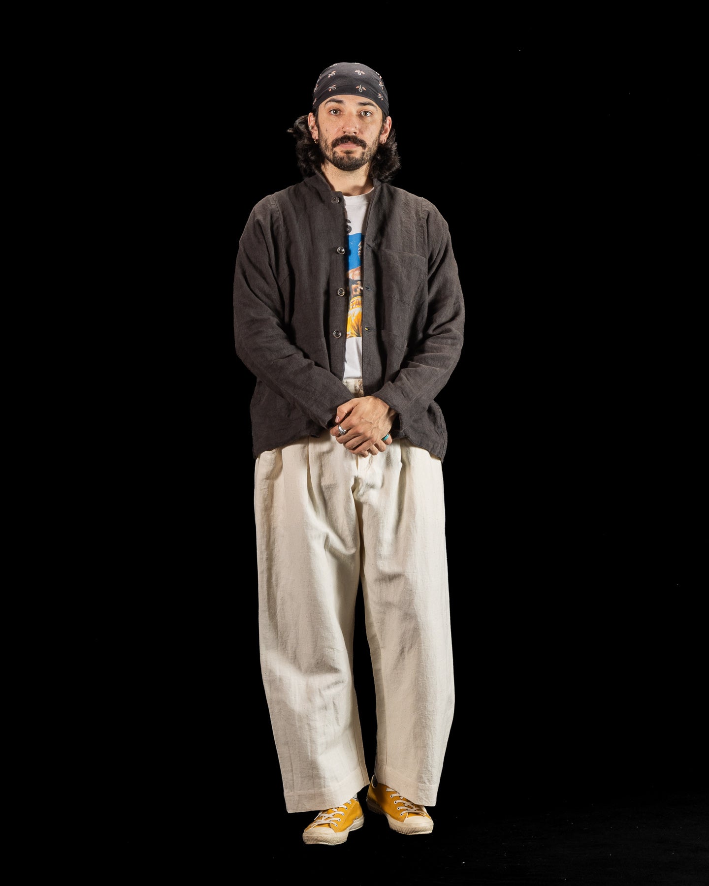 Gathering Farmer Pant - Off White Handloom Cotton Linen - Standard & Strange