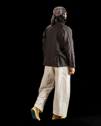 Gathering Farmer Pant - Off White Handloom Cotton Linen - Standard & Strange