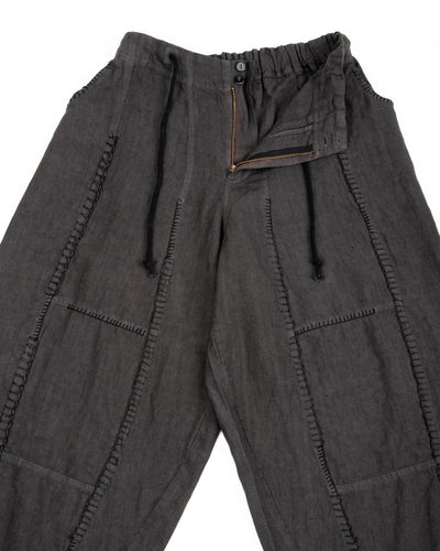 Gathering Fisherman Pant - Black Linen Stonewash - Standard & Strange