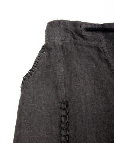 Gathering Fisherman Pant - Black Linen Stonewash - Standard & Strange
