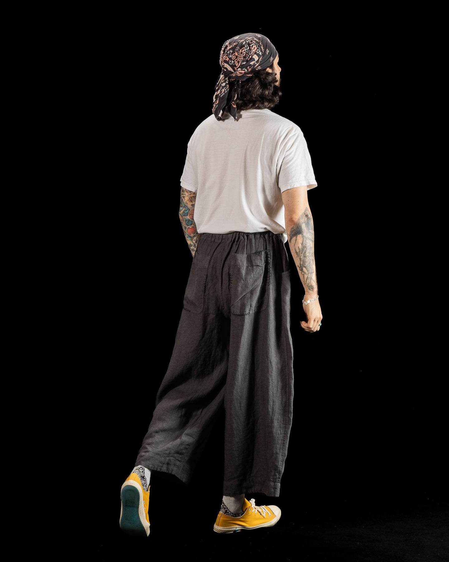Gathering Fisherman Pant - Black Linen Stonewash - Standard & Strange