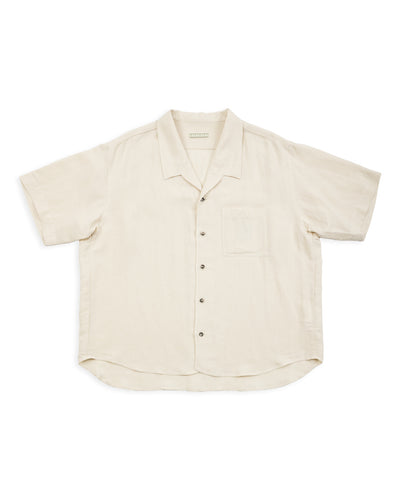Gorsch Bamboo Linen Open Collar Short Sleeve Shirt - Beige - Standard & Strange