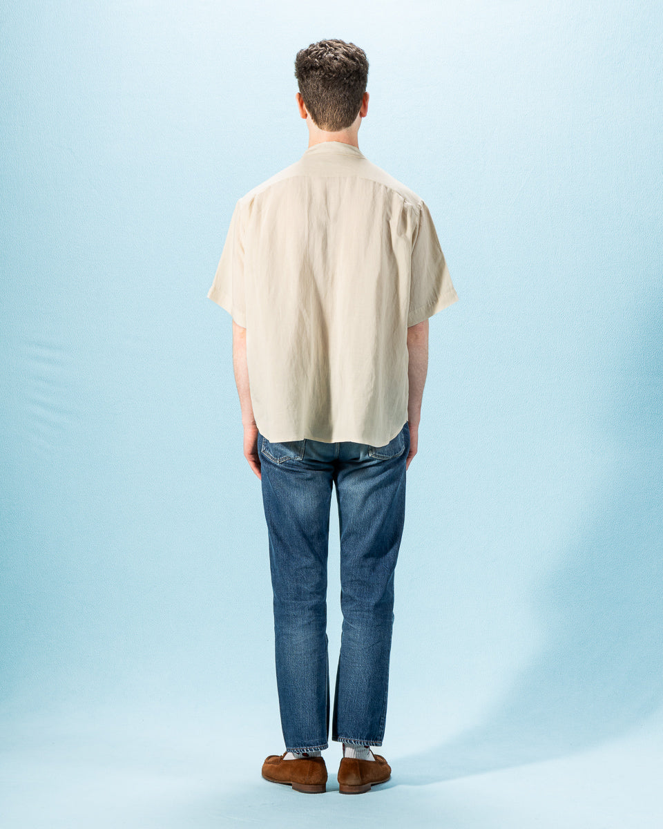Gorsch Bamboo Linen Open Collar Short Sleeve Shirt - Beige - Standard & Strange