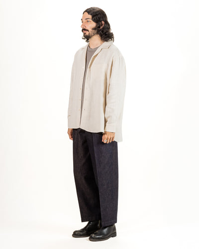 Gorsch Brushed Collar Wide Shirt - Off White Linen/Wool - Standard & Strange