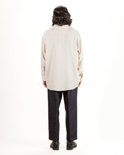 Gorsch Brushed Collar Wide Shirt - Off White Linen/Wool - Standard & Strange