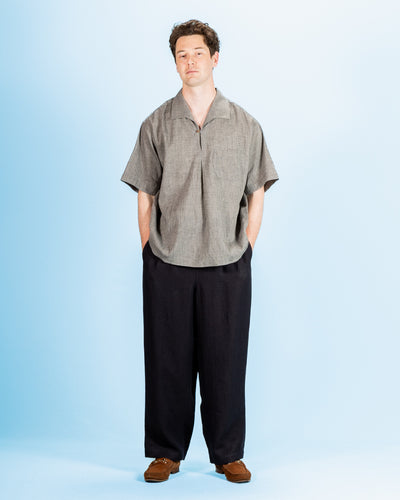 Gorsch Capri Short Sleeve Open Pullover Shirt - Dark Grey Yak Mix - Standard & Strange