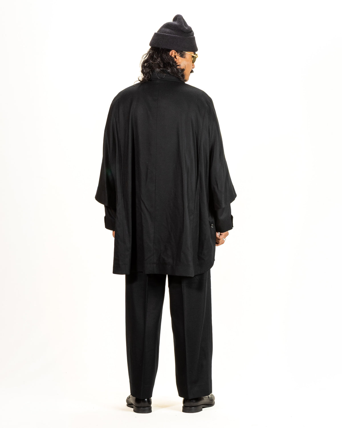 Gorsch Flannel Wool Cape Coat - Black - Standard & Strange