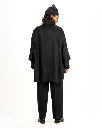 Gorsch Flannel Wool Cape Coat - Black - Standard & Strange