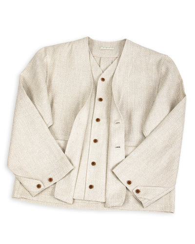 Gorsch Layered Front Jacket - Ivory Linen Tweed - Standard & Strange