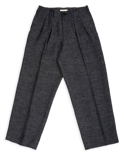 Gorsch Linen 2 Tuck Trousers - Navy/Grey - Standard & Strange