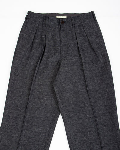 Gorsch Linen 2 Tuck Trousers - Navy/Grey - Standard & Strange