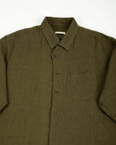 Gorsch Wide Silhouette Collar Shirt - Khaki Green French Linen - Standard & Strange