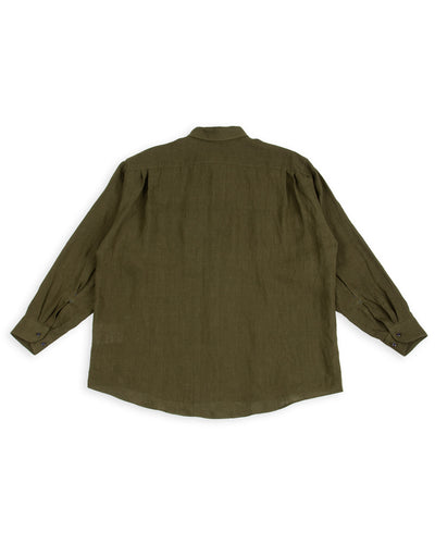Gorsch Wide Silhouette Collar Shirt - Khaki Green French Linen - Standard & Strange