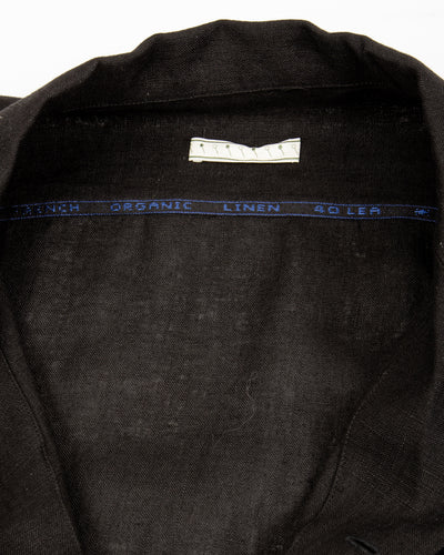 Gorsch Wide Silhouette Open Collar Shirt - Black French Linen - Standard & Strange