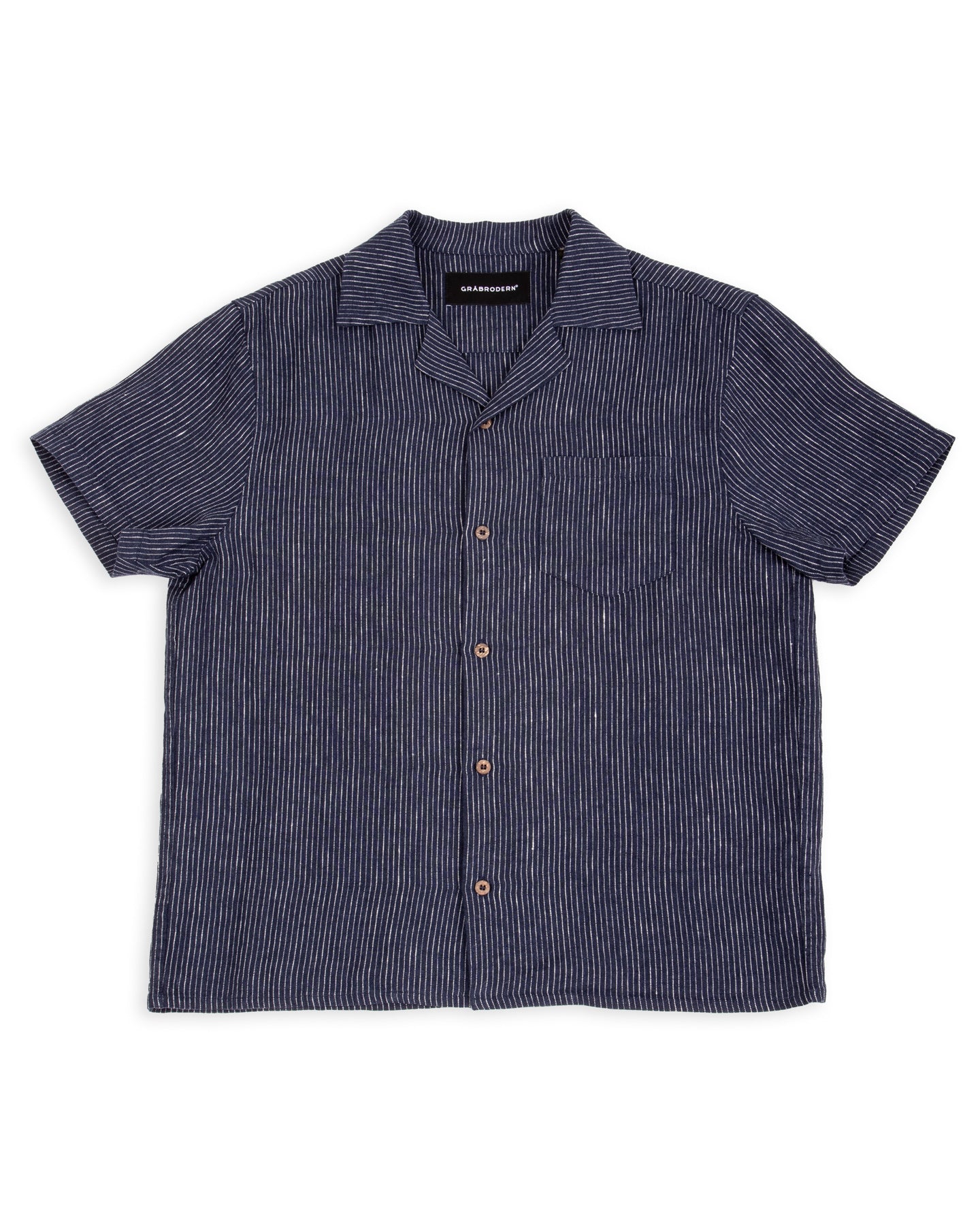 Gråbrodern Fröjel Short Sleeve Linen Shirt - Blue w/ Dots - Standard & Strange