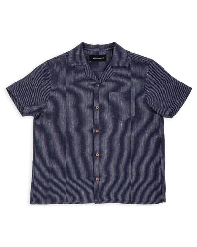 Gråbrodern Fröjel Short Sleeve Linen Shirt - Blue w/ Dots - Standard & Strange