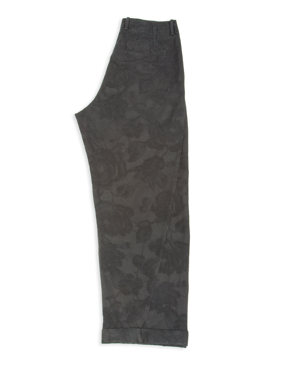 Hansen Bobby Wide Pleated Trousers - Black Flowers - Standard & Strange