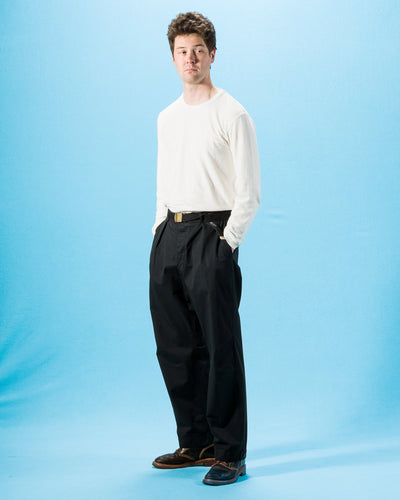 Hansen Karlo Wide Pleated Trouser - Black Drill - Standard & Strange