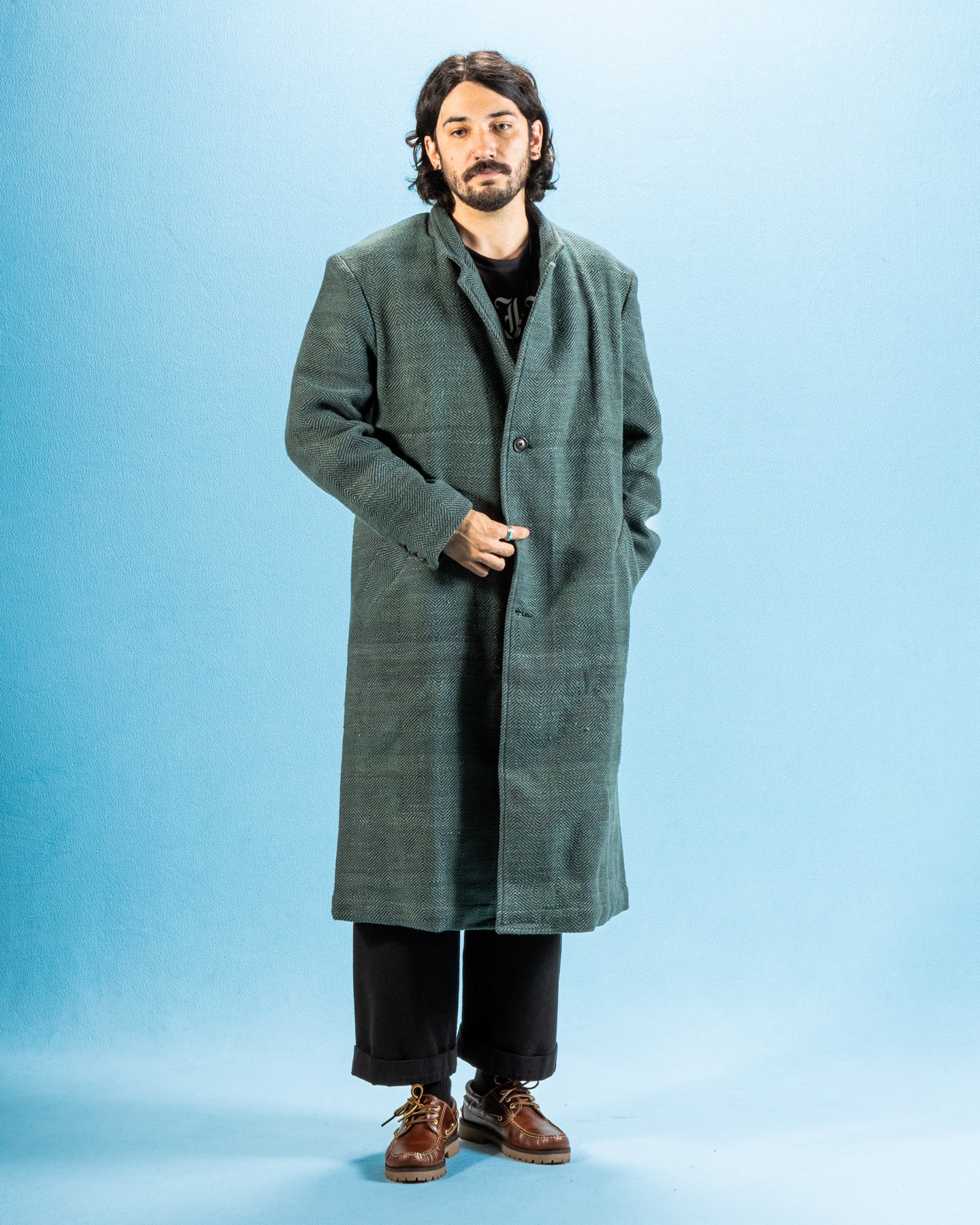 Indi + Ash George Coat - Handspun Midnight Teal/Iron Black HB - Standard & Strange