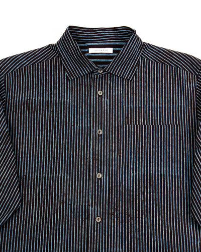 Indi + Ash Matty L/S Shirt - Indigo/Iron Cotton Block Print Stripe - Standard & Strange