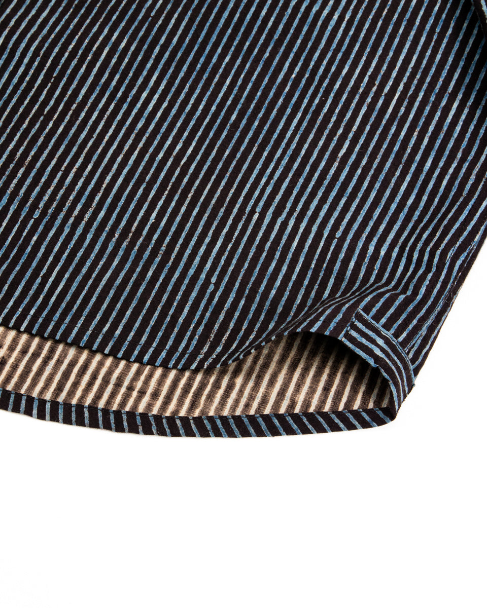 Indi + Ash Matty L/S Shirt - Indigo/Iron Cotton Block Print Stripe - Standard & Strange