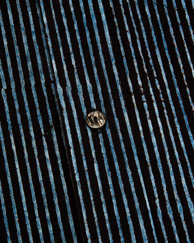 Indi + Ash Matty L/S Shirt - Indigo/Iron Cotton Block Print Stripe - Standard & Strange