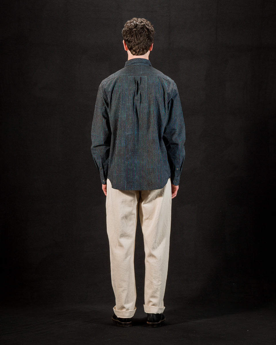 Indi + Ash Matty L/S Shirt - Indigo/Iron Cotton Block Print Stripe - Standard & Strange