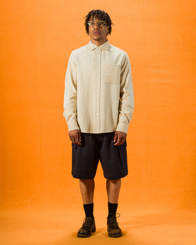 Indi + Ash Matty Overshirt - Patchwork Natural/Oat Spacedye - Standard & Strange