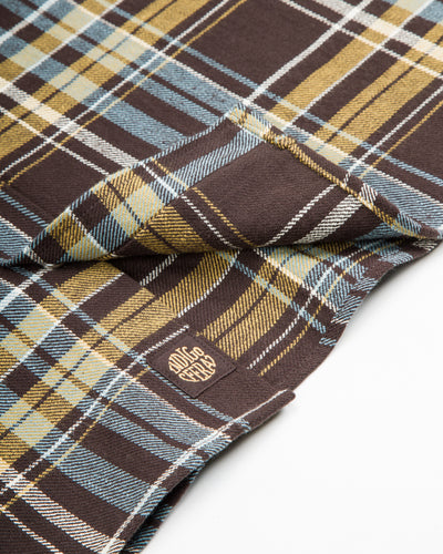 Indigofera Dawson Heavy Flannel Shirt - Brown / Olive / Turquoise / Ecru - Standard & Strange