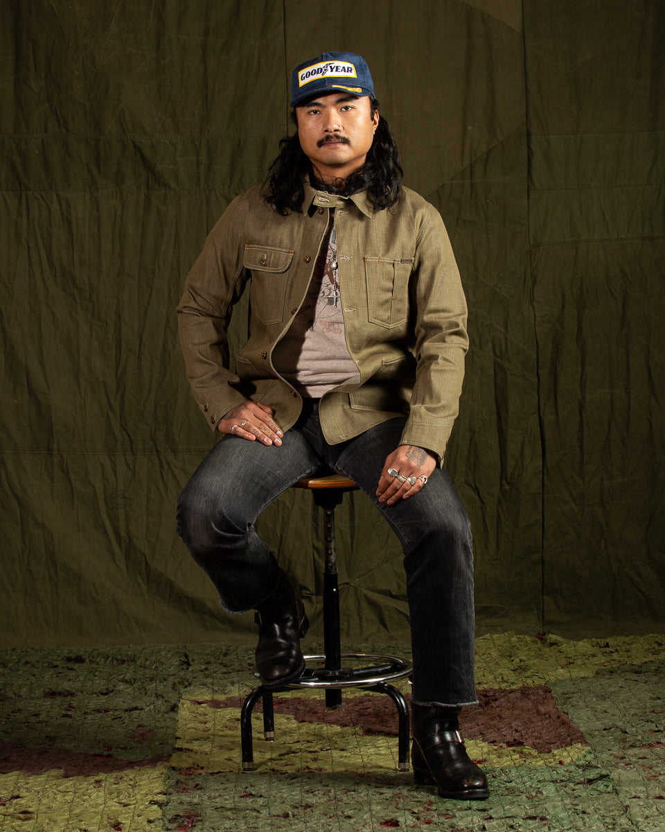 Indigofera Kurt Jacket - Desert Moss Green Selvedge - Standard & Strange