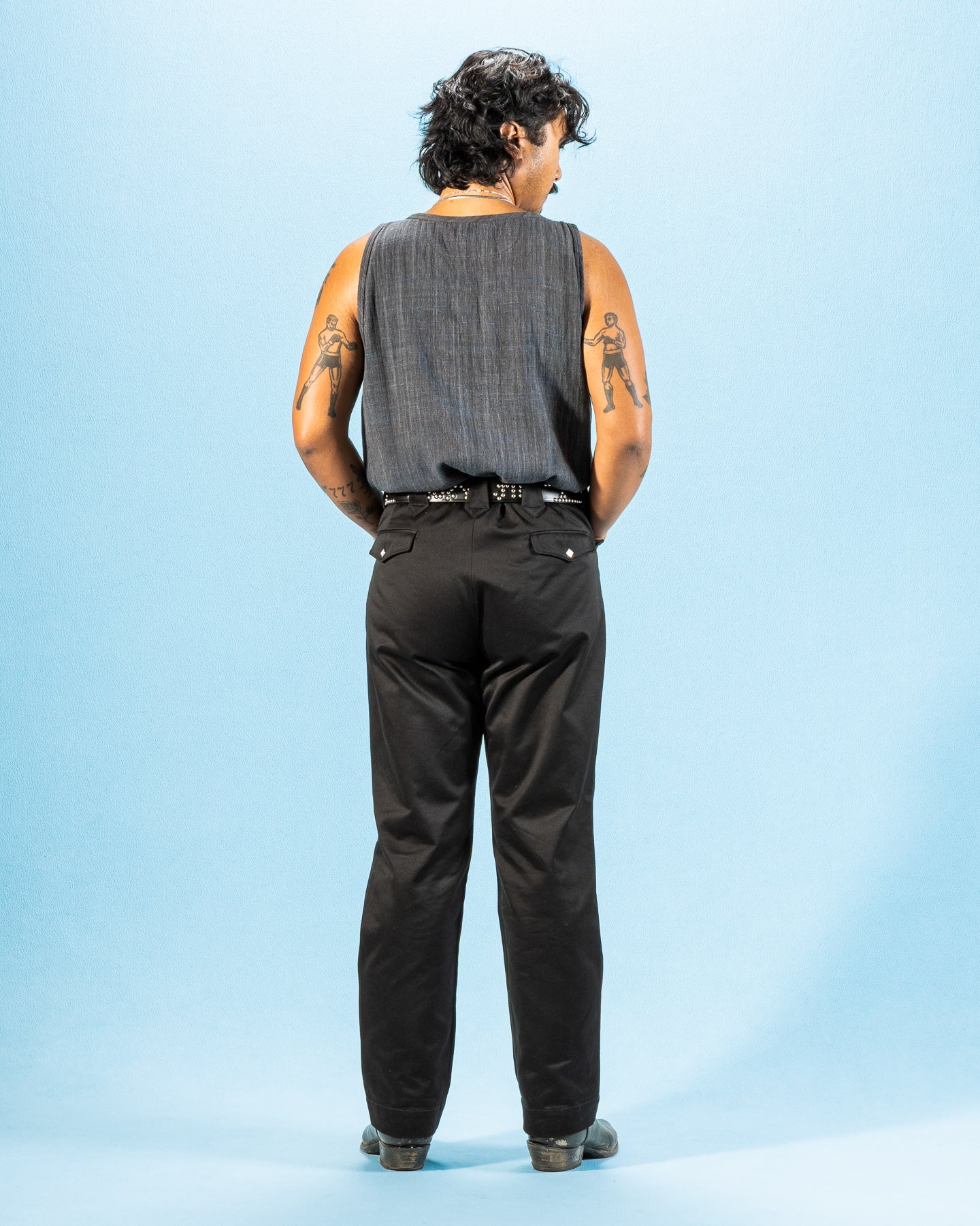 Indi + Ash Ripley Tank - Iron/Indigo Handwoven Kala Cotton - Standard & Strange