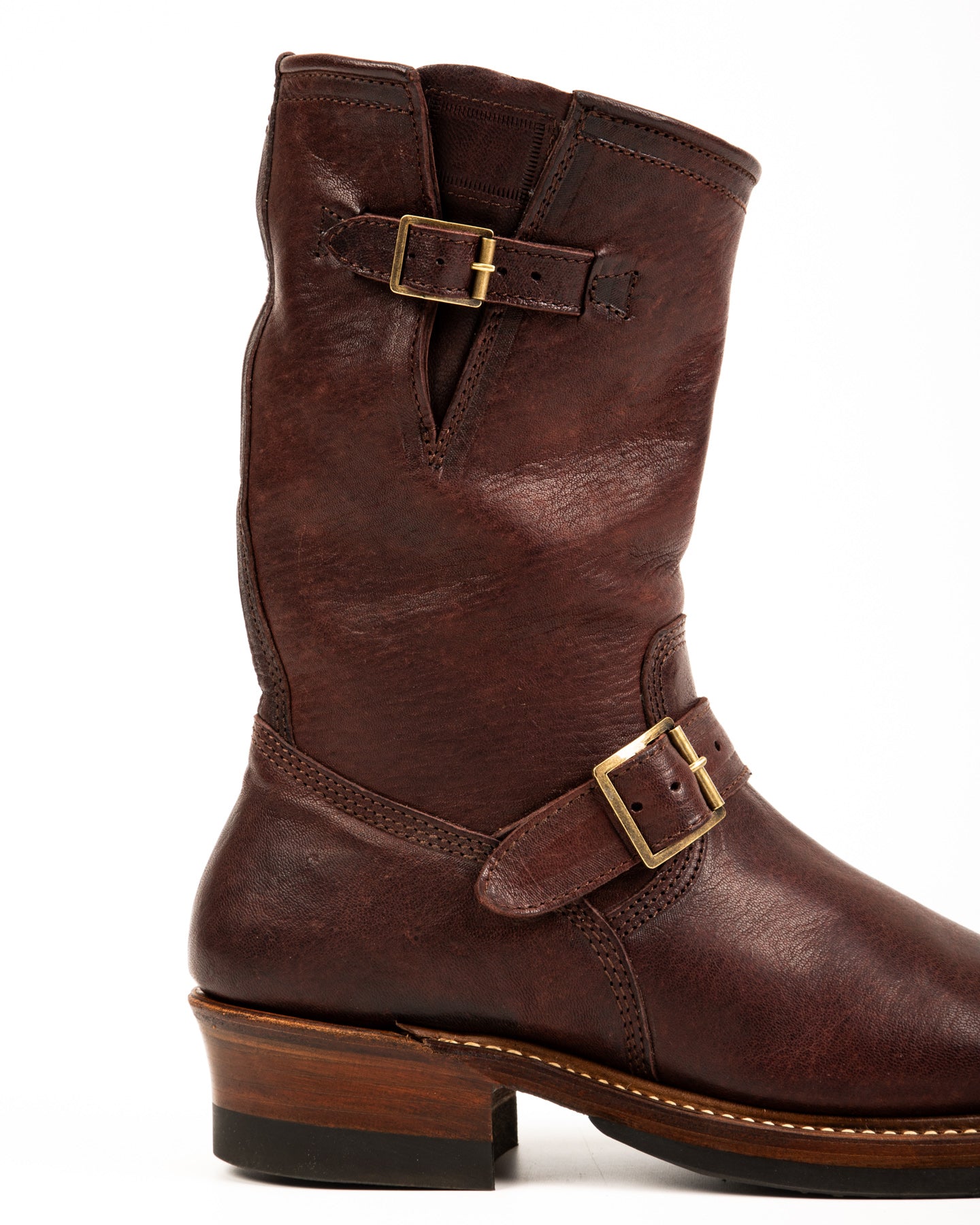 John Lofgren Wabash Engineer Boots - Burnt Burgundy Ezo Deerskin - Standard & Strange