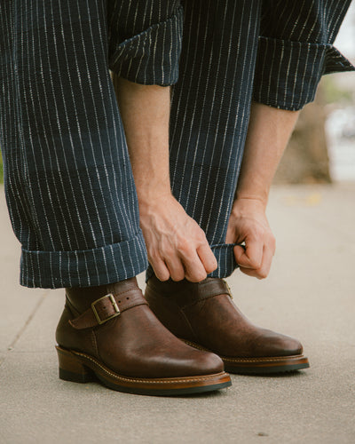 John Lofgren Wabash Engineer Boots - Burnt Burgundy Ezo Deerskin - Standard & Strange