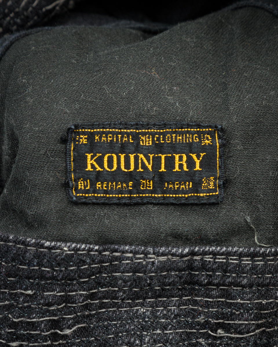 Kapital 11.5ozBLKxBLK Denim The Old Man And The Sea Hat(Crash Remake) - Black x Black - Standard & Strange