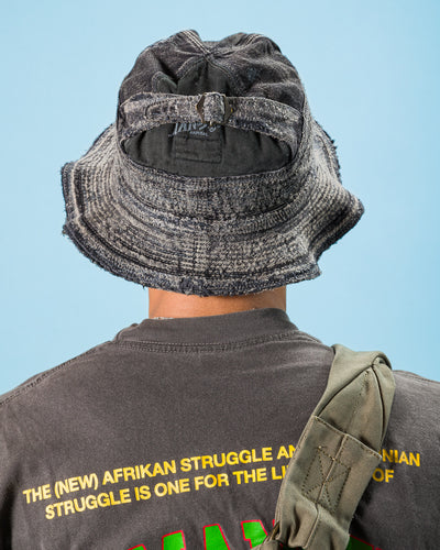 Kapital 11.5ozBLKxBLK Denim The Old Man And The Sea Hat(Crash Remake) - Black x Black - Standard & Strange
