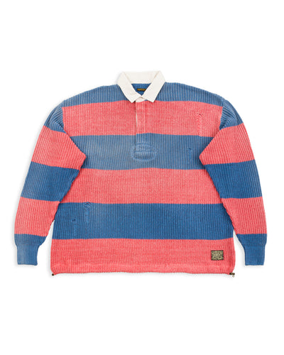 Kapital 5G Cotton Knit RUGGER Shirt - Sax/Red - Standard & Strange