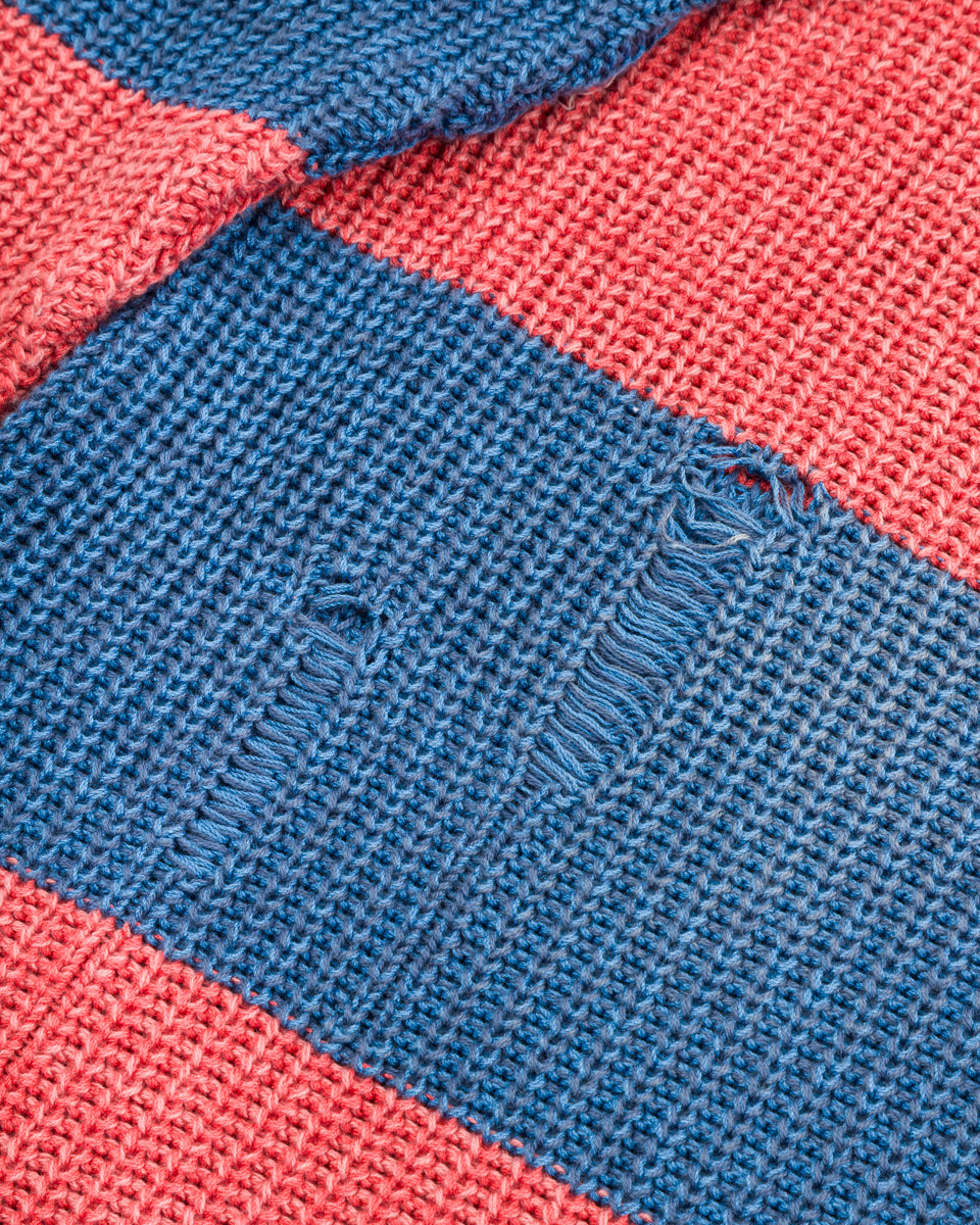 Kapital 5G Cotton Knit RUGGER Shirt - Sax/Red - Standard & Strange