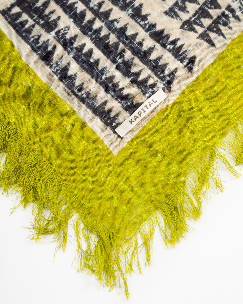 Kapital Rayon Fringe Stole (HACKSAW-BLOCK) - LightGreen - Standard & Strange