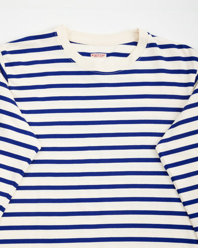 Kapital Stripe Jersey Crew Long Sleeve T (PROFILE RAINBOWY Patch) - Ecru x Blue - Standard & Strange