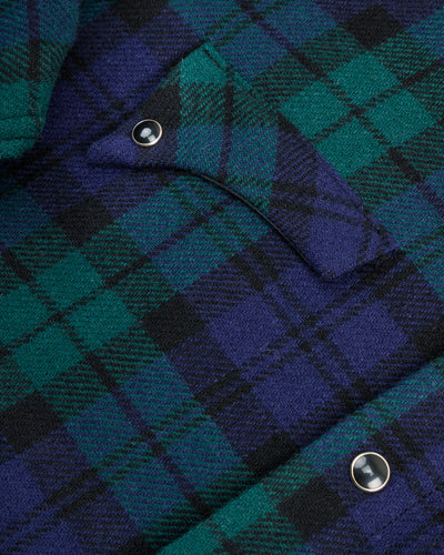 Kapital Tartan Check Layered Collar OPERA Western Shirt - BlackWatch - Standard & Strange