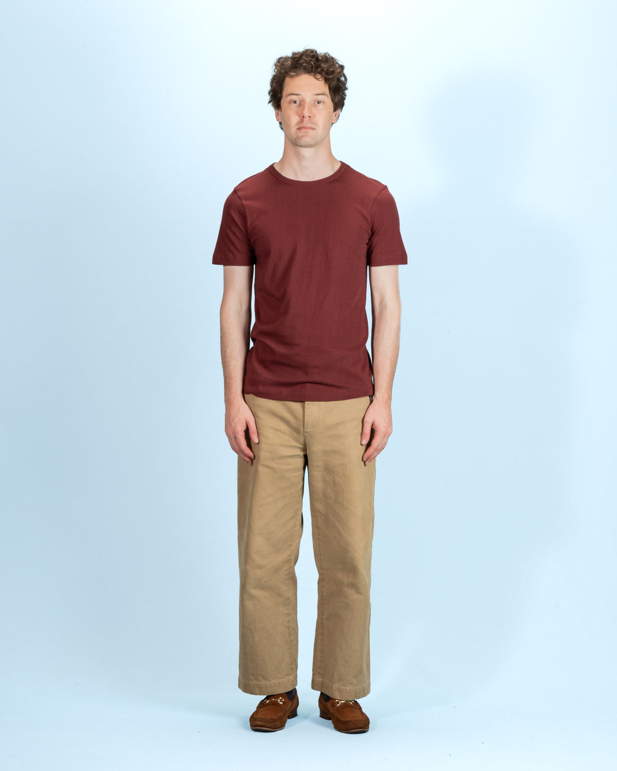 1950s Lightweight Loopwheeled Tee - Burgundy