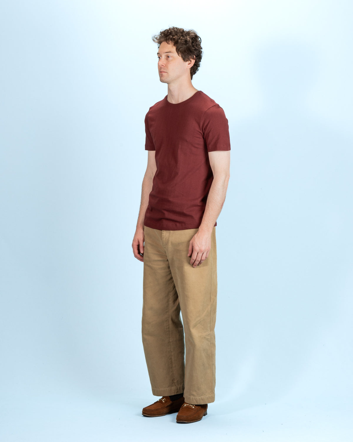 1950s Lightweight Loopwheeled Tee - Burgundy