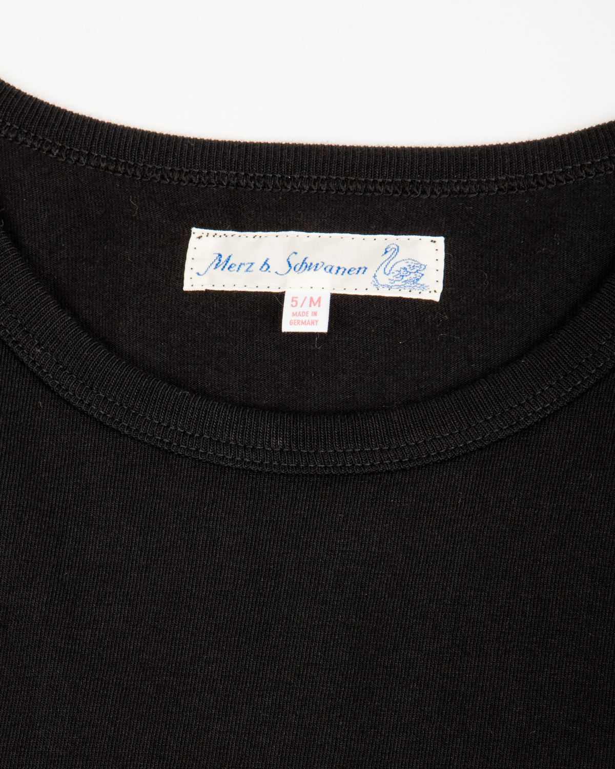 Merz b. Schwanen 1950s Lightweight Loopwheeled Tee - Deep Black - Standard & Strange