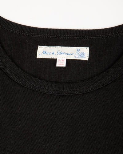 Merz b. Schwanen 1950s Lightweight Loopwheeled Tee - Deep Black - Standard & Strange