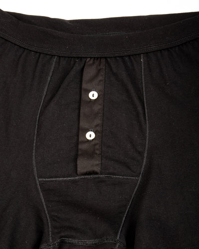 Merz b. Schwanen 255 Loopwheeled Mid-weight Button Fly Boxer - Deep Black - Standard & Strange