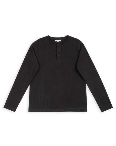 2S08 Loopwheeled Relaxed Fit Heavyweight L/S Henley - Charcoal