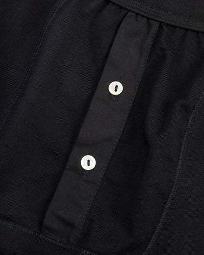 Merz b. Schwanen 255 Loopwheeled Button Fly Boxer - Deep Black - Standard & Strange