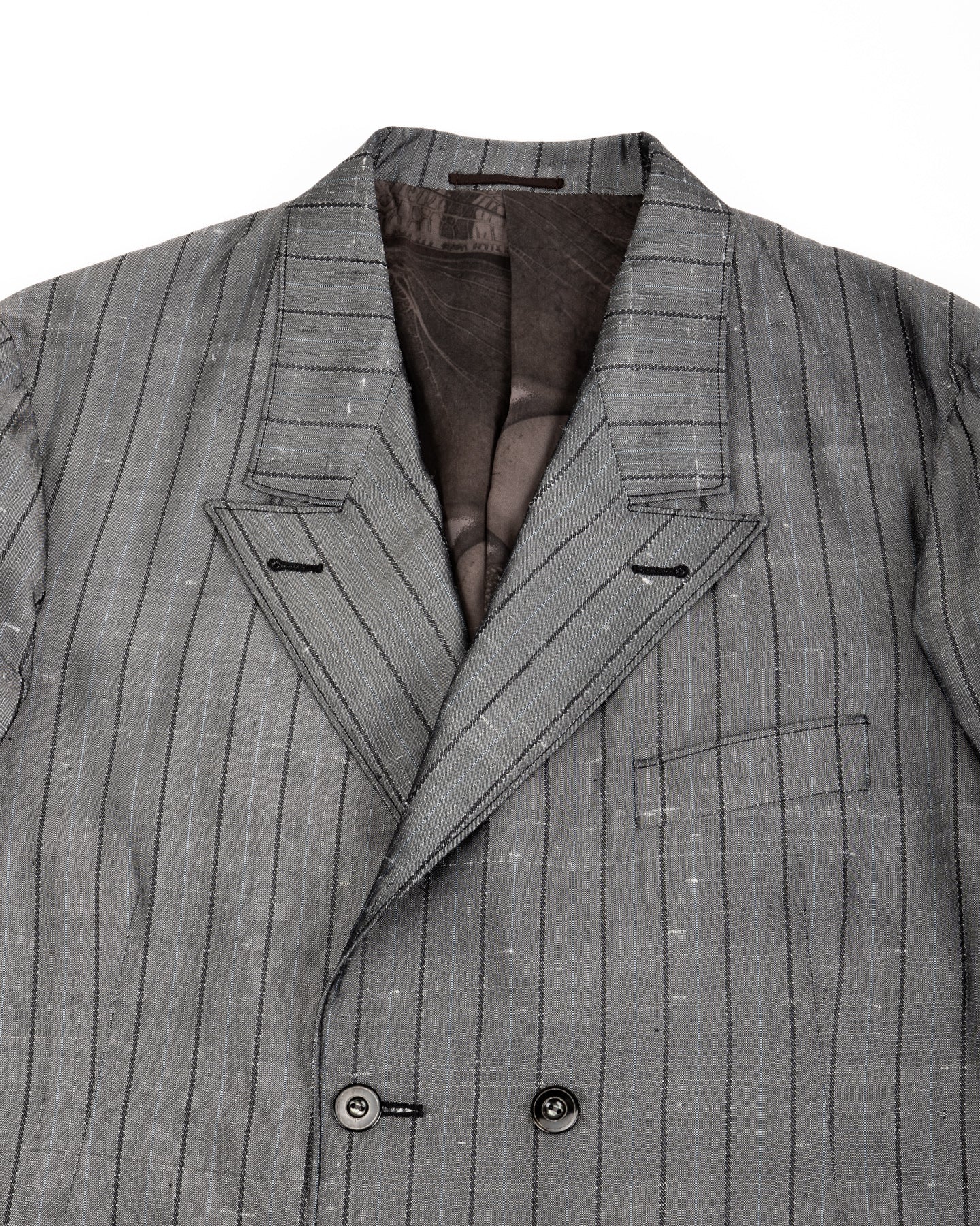 MotivMfg Burokrat Jacket - Grey Melange Stripe Vintage Dupioni - Standard & Strange