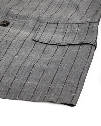 MotivMfg Burokrat Jacket - Grey Melange Stripe Vintage Dupioni - Standard & Strange