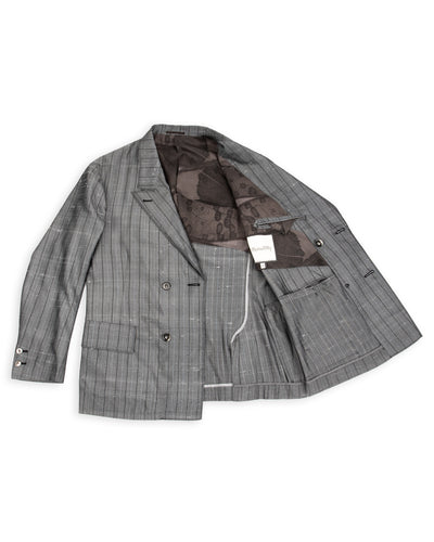 MotivMfg Burokrat Jacket - Grey Melange Stripe Vintage Dupioni - Standard & Strange